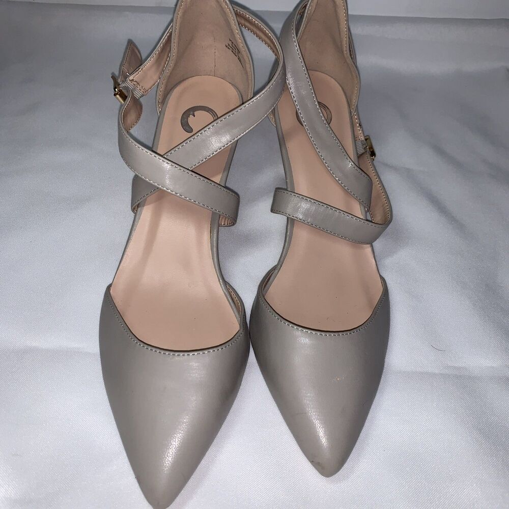 Women’s Journee Collection Mia 10 Gray Faux Leather Point Toe High Heel Shoe